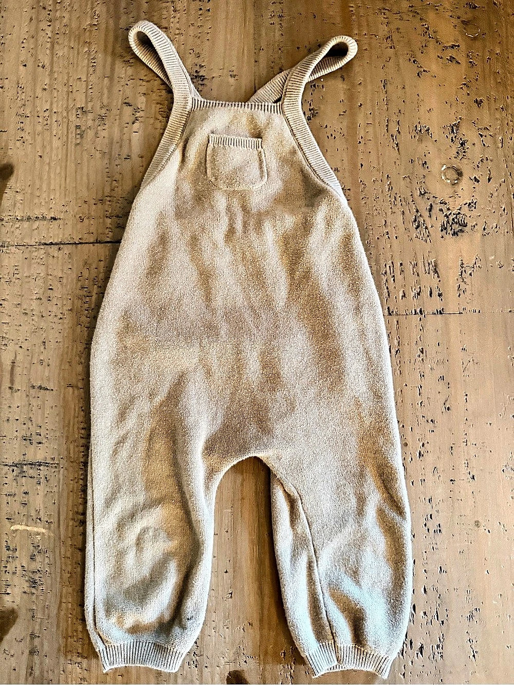 Quincy Mae Knit Overalls in Gray & Brown Size 2-3Y